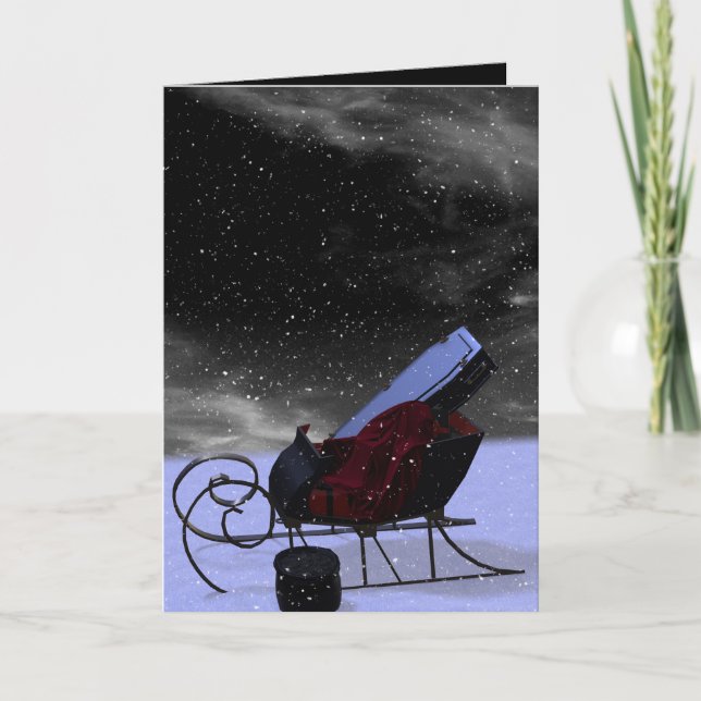Gothic Holiday: Winter Landscape Sleigh Holiday Card (Front)