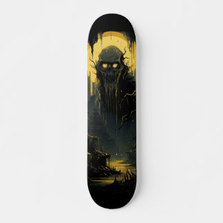 Gothic Horror Cityscape Black Gold 7-Ply Skateboard