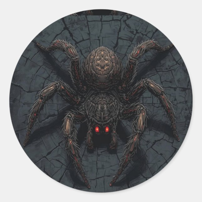 Gothic Horror Spider – Creepy Face Your Fears Classic Round Sticker (Front)
