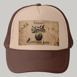 Gothic House in Snow Globe Halloween Costume Party Trucker Hat