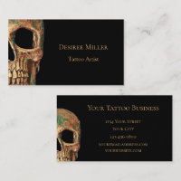 Gothic Human Half Skull Brown Green Tattoo Shop