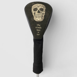 Gothic Human Skull Beige Black Texture Grunge Golf Head Cover