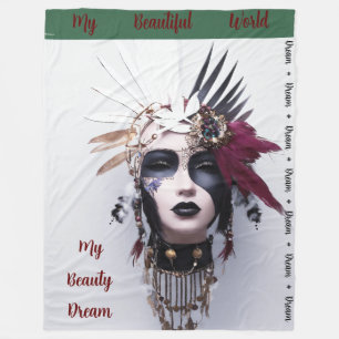 Gothic Indian Headdress Art: Strength Power - Fleece Blanket