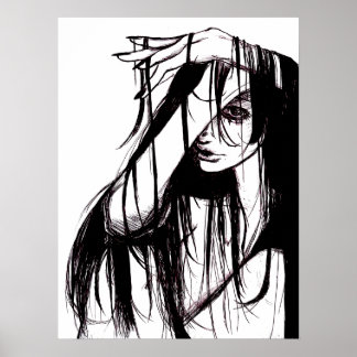 Gothic Ink Poster Dark Illustration Horror Art