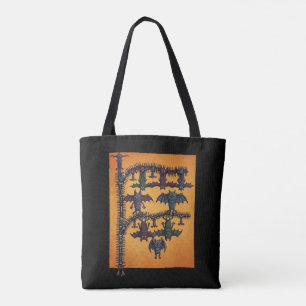Gothic Interlocking Bats Halloween Tote Bag