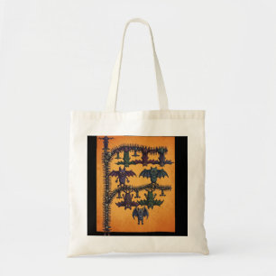 Gothic Interlocking Bats Halloween Tote Bag
