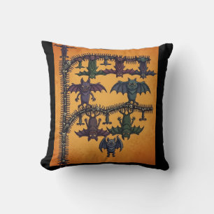 Gothic Interlocking Bats Halloween Tote Bag Throw Pillow