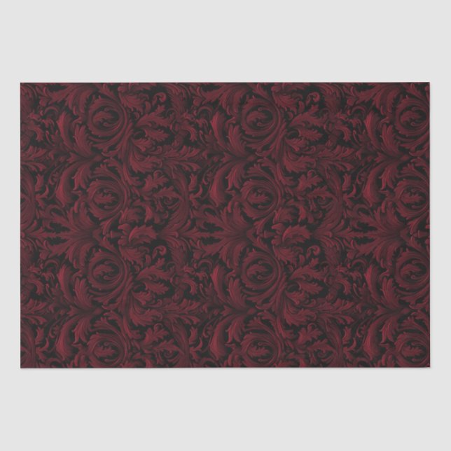 Gothic Jacquard Swirls Decoupage - Medium Red Tissue Paper (Front)