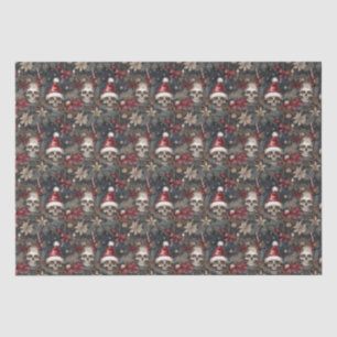 Gothic jolly skulls in Santa Hats Christmas Tissue Paper
