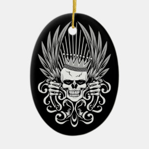 Gothic King Skull Ceramic Ornament