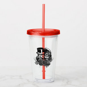 Gothic Kissing Skulls Couple Eternal Love  Acrylic Tumbler