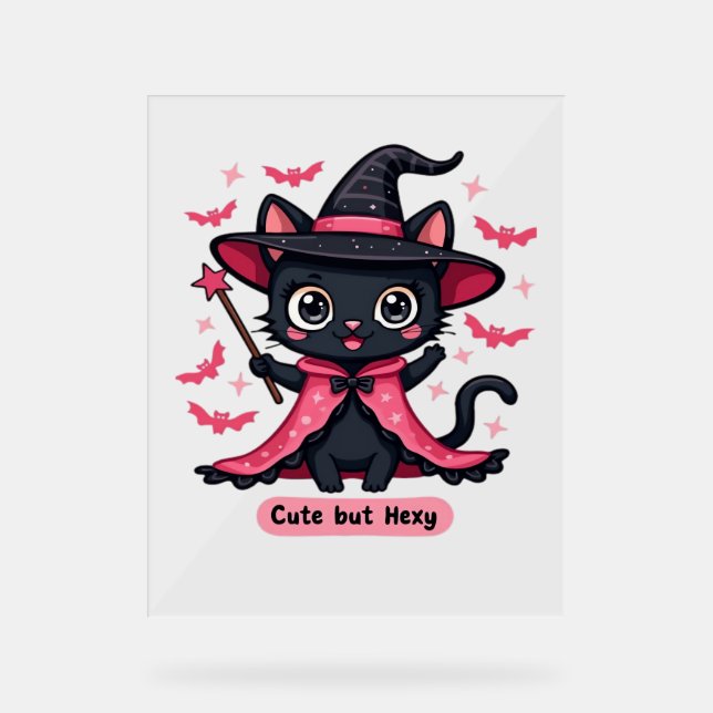 Gothic kitten in pink – sweet, but bewitched Overs Acrylic Sign (Front)