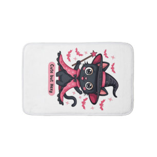 Gothic kitten in pink  sweet, but bewitched Oversi Bath Mat