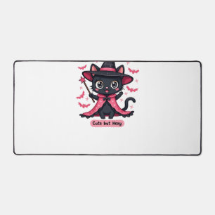 Gothic kitten in pink  sweet, but bewitched Oversi Desk Mat