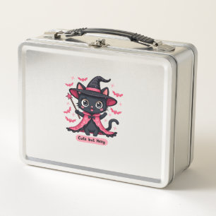 Gothic kitten in pink sweet, but bewitched Oversi Metal Lunch Box