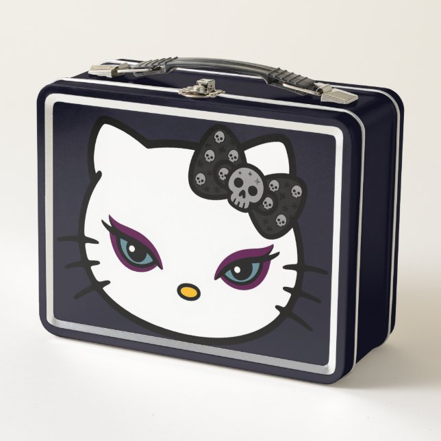 Gothic Kitty Skull Bow Metal Lunch Box (Front)