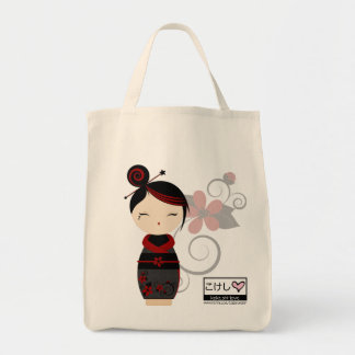 Gothic Kokeshi Grocery Tote Bag