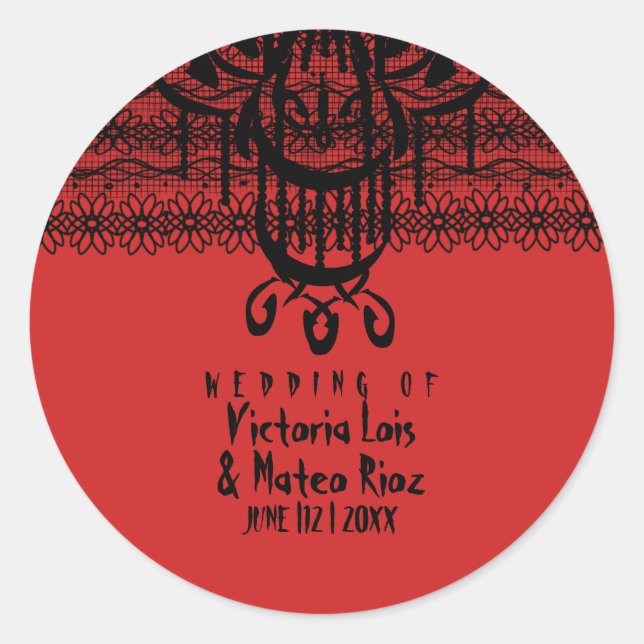 Gothic Lace Chandelier Red Black      Classic Round Sticker (Front)