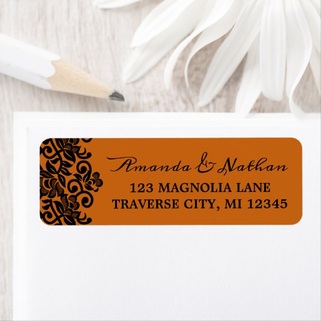 Gothic Lace Halloween Black Orange Address (Insitu)