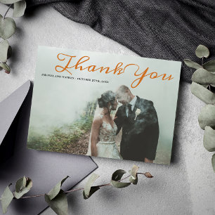 Gothic Lace Halloween Orange Black Thank You Card