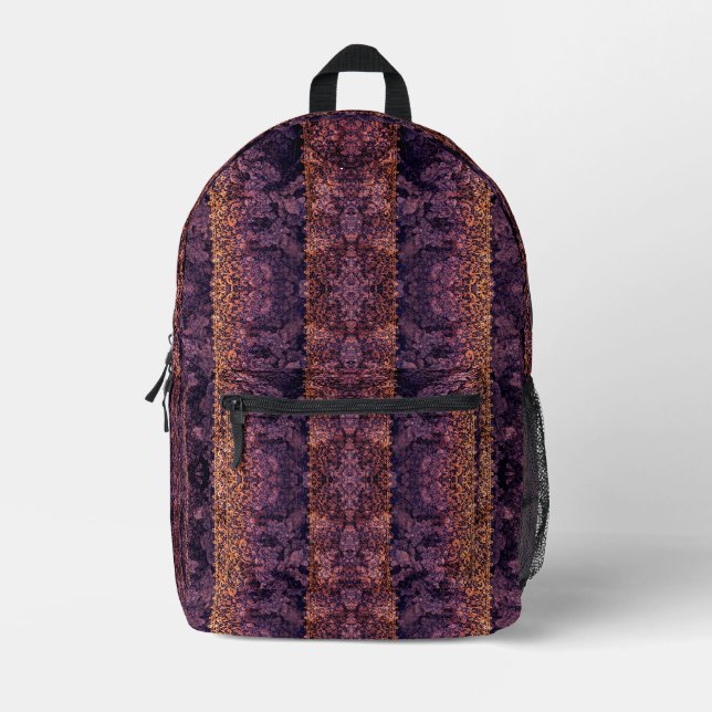 Gothic lace in purple, orange and black printed backpack (Front)