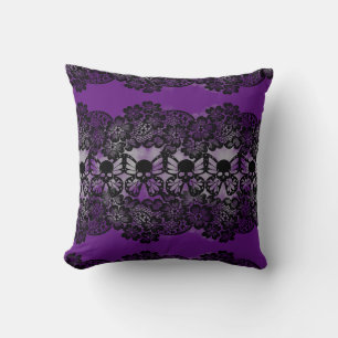 Gothic lace, skull,moth, mask,2 design on 1  throw pillow