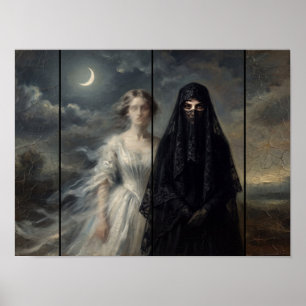 Gothic Ladies in White and Black Lace Poster