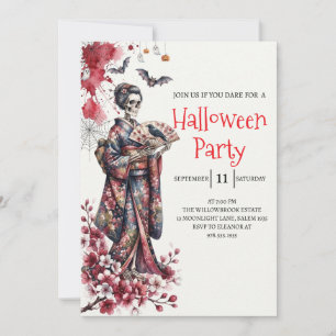 Gothic Lady Skeleton Halloween Party Invitation