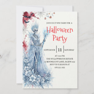 Gothic Lady Skeleton Halloween Party Invitation