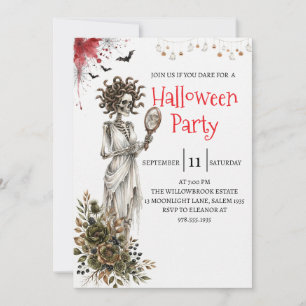 Gothic Lady Skeleton Halloween Party Invitation