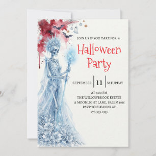 Gothic Lady Skeleton Halloween Party Invitation
