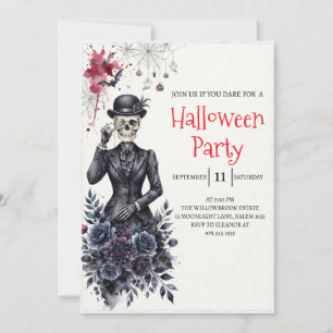Gothic Lady Skeleton Halloween Party Invitation