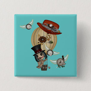 gothic laveau hot air balloon steampunk art 2 inch square button