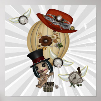 gothic laveau hot air balloon steampunk art poster