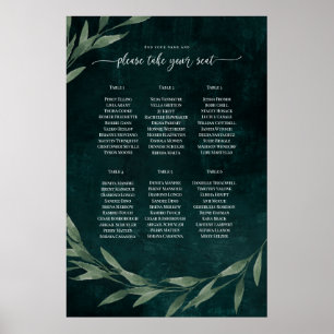 Gothic Leave dreamy EMERALD GREEN, Seating Plan Po Poster