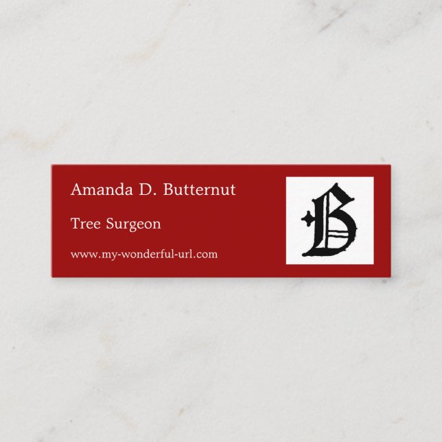Gothic Letter "B" Classic English Initial Mini Business Card (Front)
