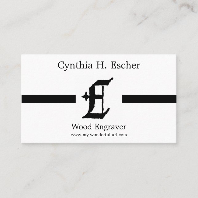 Gothic Letter "E" Classic English Initial Business Card (Front)