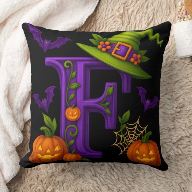 Gothic Letter F Personalized Throw Pillow (Blanket)