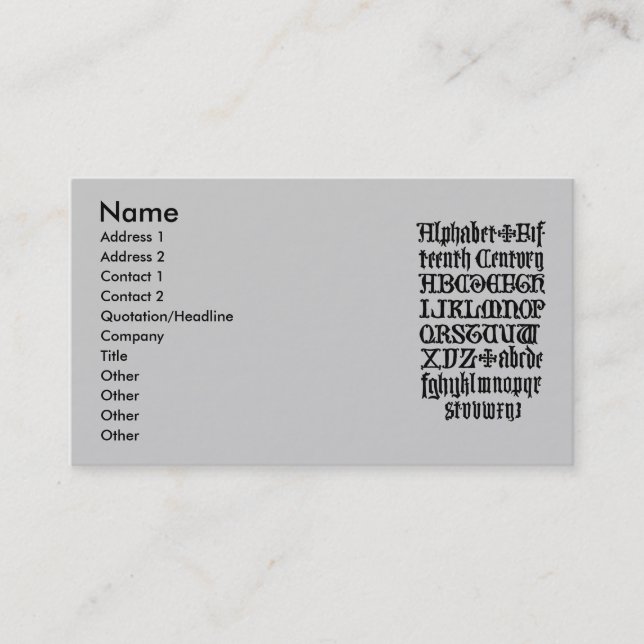 Gothic Letters Business Card (Front)