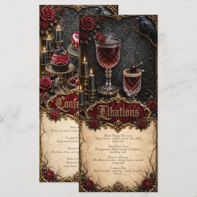 Gothic Libations & Confections Drink Dessert Menu (Front/Back)