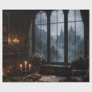 Gothic Library Window Wrapping Paper