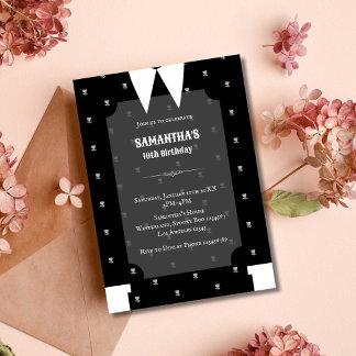 Gothic Little girl in black dress Birthday Invitation