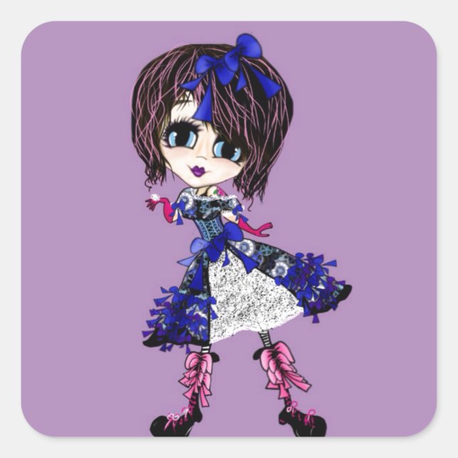 Gothic Lolita Saphire blue girly gifts Square Sticker (Front)