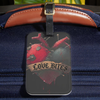 Gothic "Love Bites" Anatomical Heart Illustration Luggage Tag