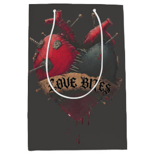 Gothic "Love Bites" Anatomical Heart Illustration Medium Gift Bag