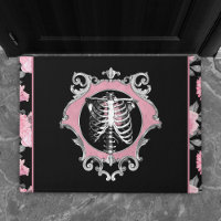 Gothic Love | Pink and Black Skeleton Heart Floral