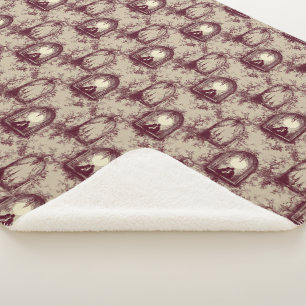 Gothic Love Valentine Burgundy Toile De Jouy Sherpa Blanket