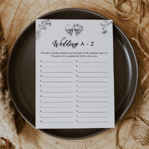 GOTHIC LOVE Wedding A-Z Bridal Shower Game Card