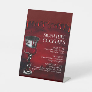 Gothic Luxe Red Blood and Gore Signature Drinks Pedestal Sign