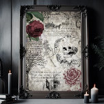 Gothic Macabre Victorian Skull & Death Ephemera Tissue Paper<br><div class="desc">Spooky classic Gothic Victorian symbols of death featuring dark red roses,  vintage funerary advertising art,  engraved skull and skeleton,  ornate scrolls,  barren tree,  illuminated Latin script and page of creepy Victorian haunted house tales on grungy distressed sepia background. Suitable for Fall/Halloween decoupage and crafting projects.</div>